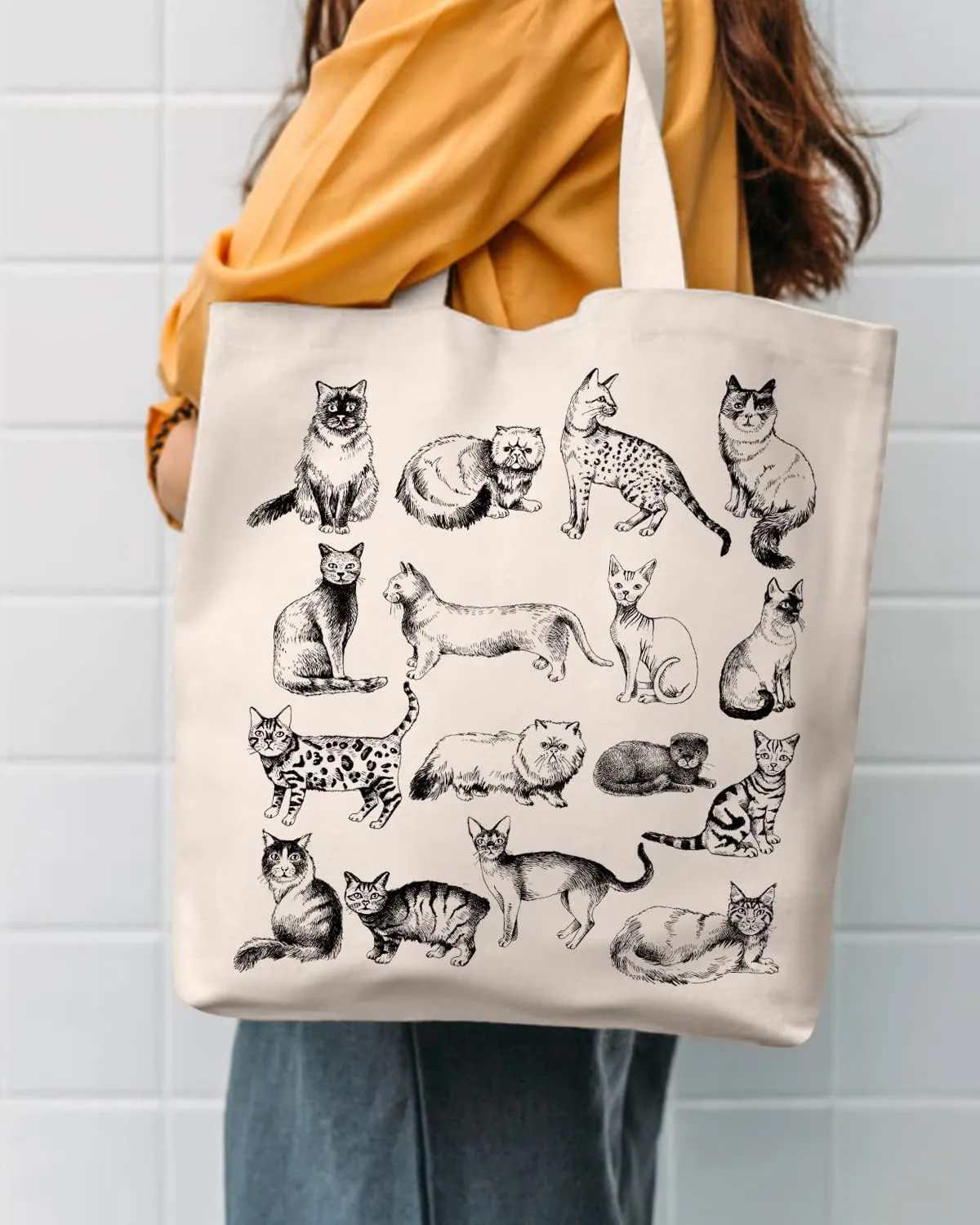 AUSVKAI Canvas Tote Bag Aesthetic for Women, Cute Reusable Cloth Cotton Bags for Shopping Beach Grocery