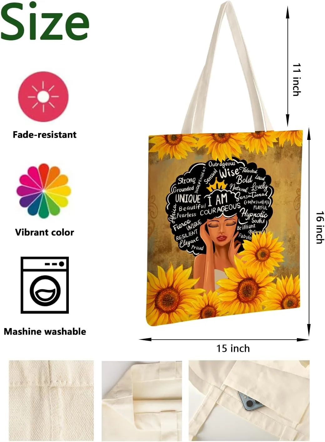 AUSVKAI Canvas Tote Bag for Women, Aesthetic Cute Grocery Grocery Reusable Cotton Gift Bag for Shooping Beach Trendy Gifts