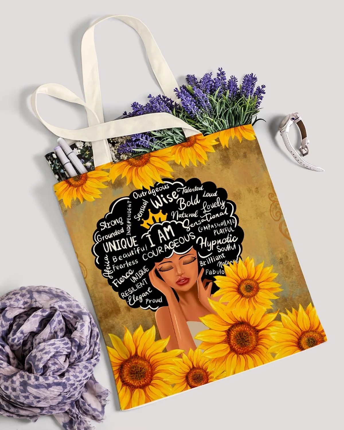 AUSVKAI Canvas Tote Bag for Women, Aesthetic Cute Grocery Grocery Reusable Cotton Gift Bag for Shooping Beach Trendy Gifts