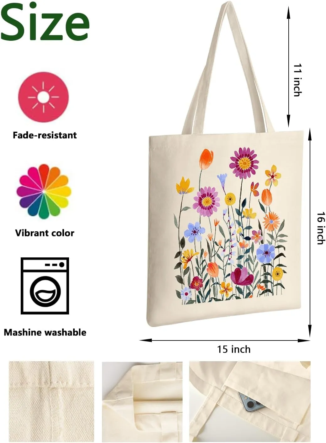 AUSVKAI Canvas Tote Bag for Women, Aesthetic Cute Grocery Grocery Reusable Cotton Gift Bag for Shooping Beach Trendy Gifts
