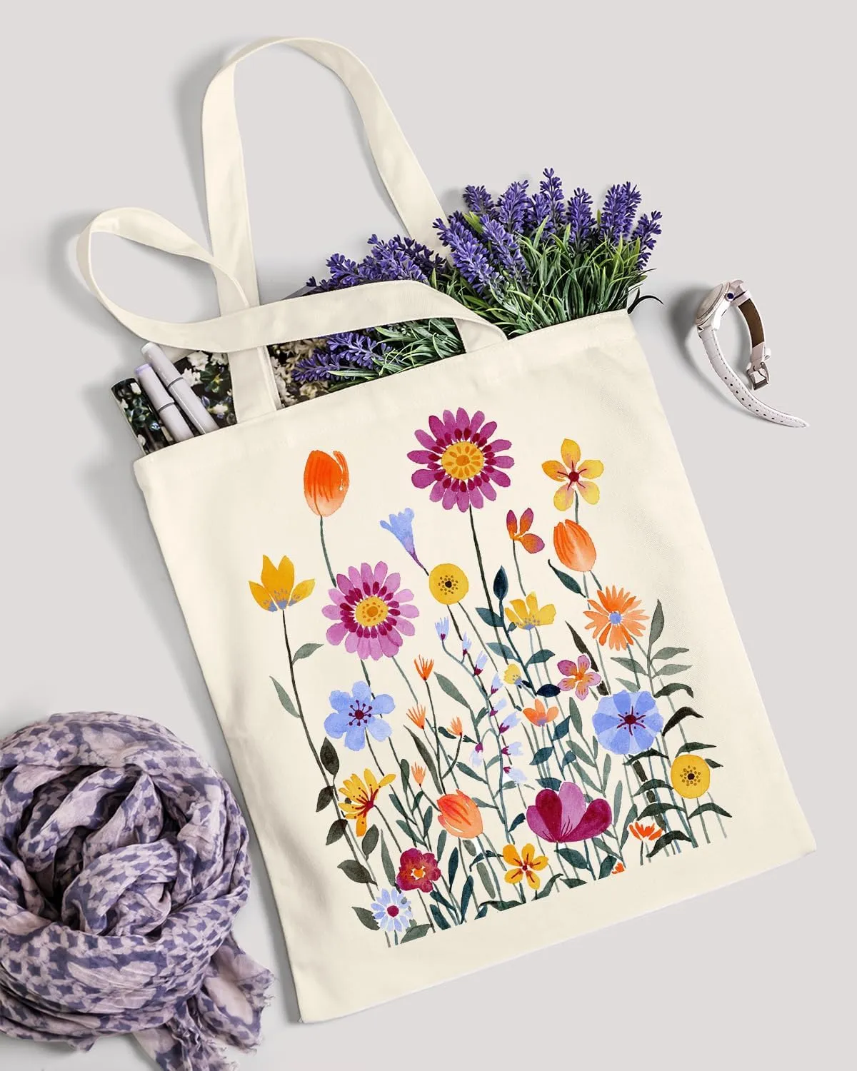AUSVKAI Canvas Tote Bag for Women, Aesthetic Cute Grocery Grocery Reusable Cotton Gift Bag for Shooping Beach Trendy Gifts