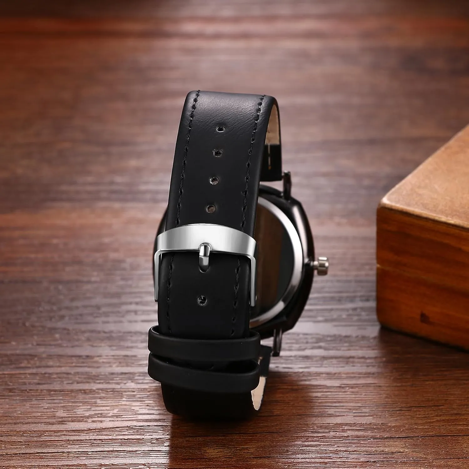 Avaner Men's Leather Strap Watches: Easy Reader Big Face Analog Quartz Large Dial Wrist Watches