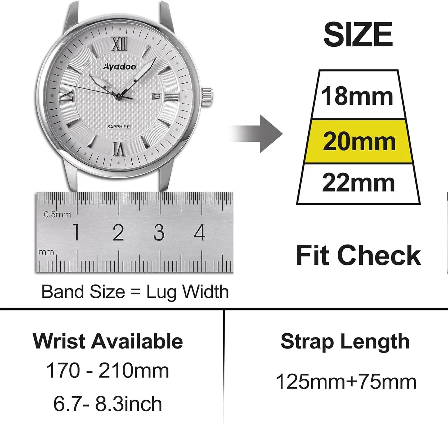Ayadoo 18mm Top Grain Leather Watch Band Classical Embossed Alligator Grain Golden Brown Leather Replacement Watch Strap with Black Buckle for Men Women