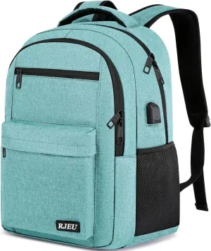 Backpack for Women, School Backpack for Teen with USB Charging Hole, Water Resistant College Bookbag, 15.6 Inch Large Capacity Computer Backpacks for Work, Teal
