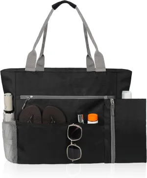 Beach Bag-Tote Bags for Women Waterproof Sandproof Beachs totes with zipper for Family Vacation Essential