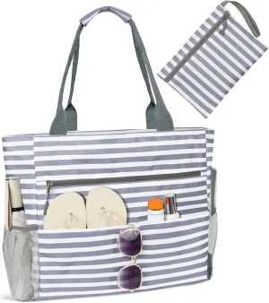 Beach Bag-Tote Bags for Women Waterproof Sandproof Beachs totes with zipper for Family Vacation Essential