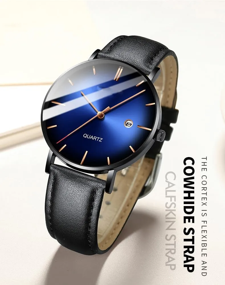BESTKANG Men's Fashion Minimalist Wrist Watch Waterproof Watches Simple Ultra Thin Watches Analog Quartz Date with Stainless Steel Mesh Band