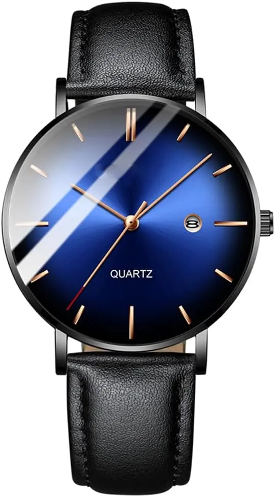 BESTKANG Men's Fashion Minimalist Wrist Watch Waterproof Watches Simple Ultra Thin Watches Analog Quartz Date with Stainless Steel Mesh Band