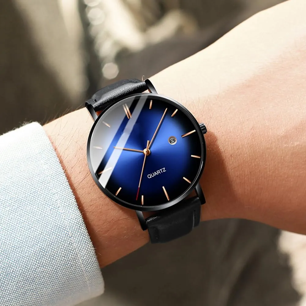 BESTKANG Men's Fashion Minimalist Wrist Watch Waterproof Watches Simple Ultra Thin Watches Analog Quartz Date with Stainless Steel Mesh Band