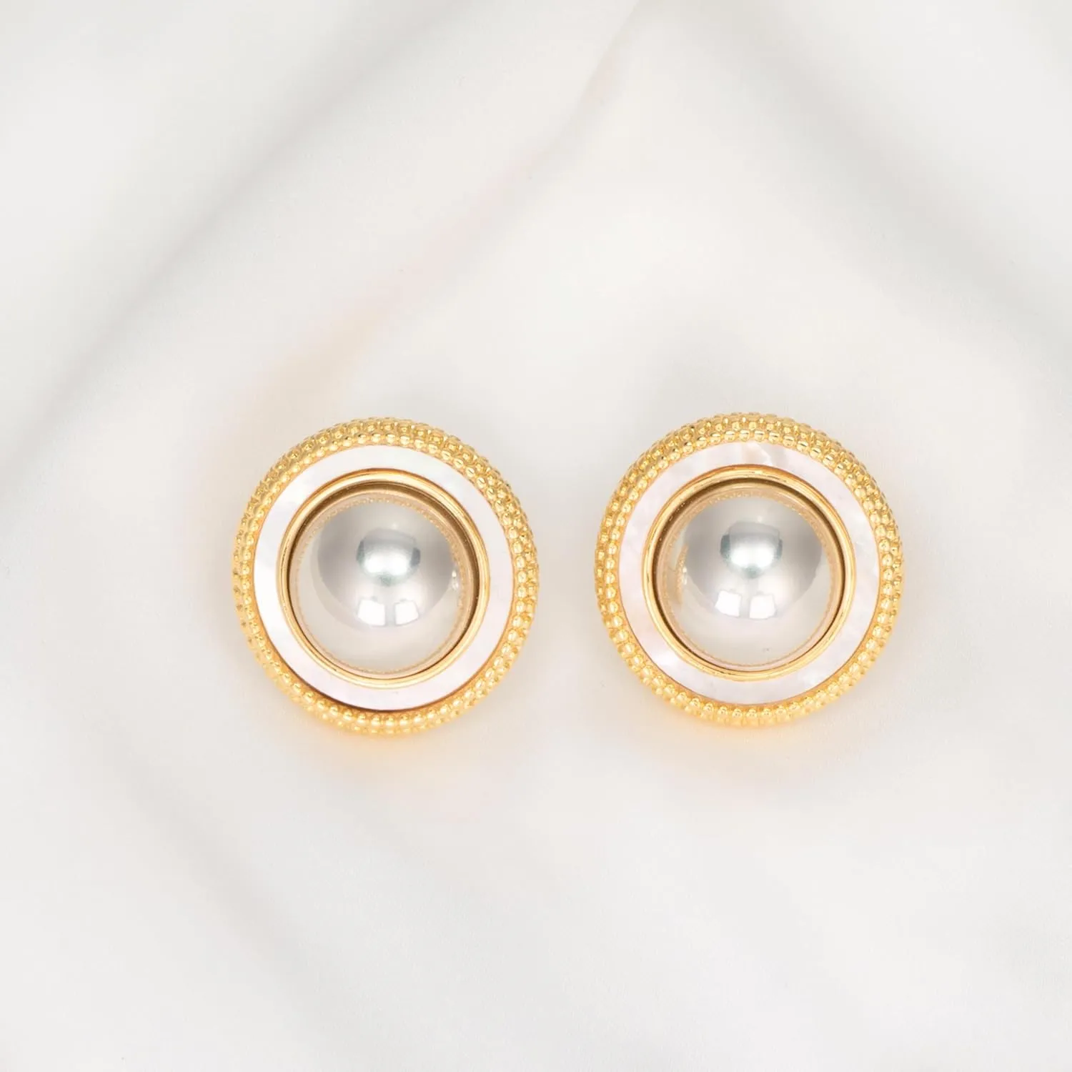 Big Pearl Stud Earrings for Women Faux Gold Large Pearl Earrings Studs