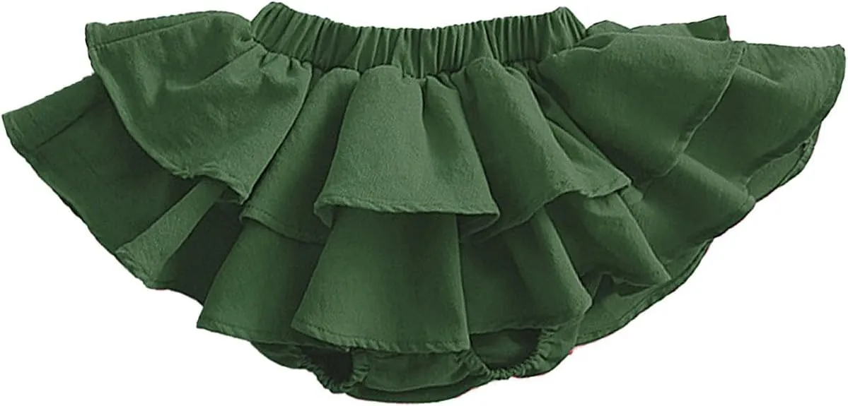 BILIKEYU Toddler Little Girls Pleated Skirts Elastic High Waist Tiered Ruffle A Line Flowy Swing Casual Mini