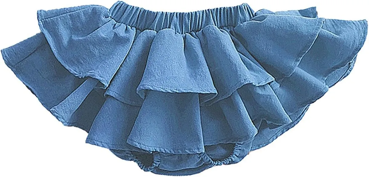 BILIKEYU Toddler Little Girls Pleated Skirts Elastic High Waist Tiered Ruffle A Line Flowy Swing Casual Mini