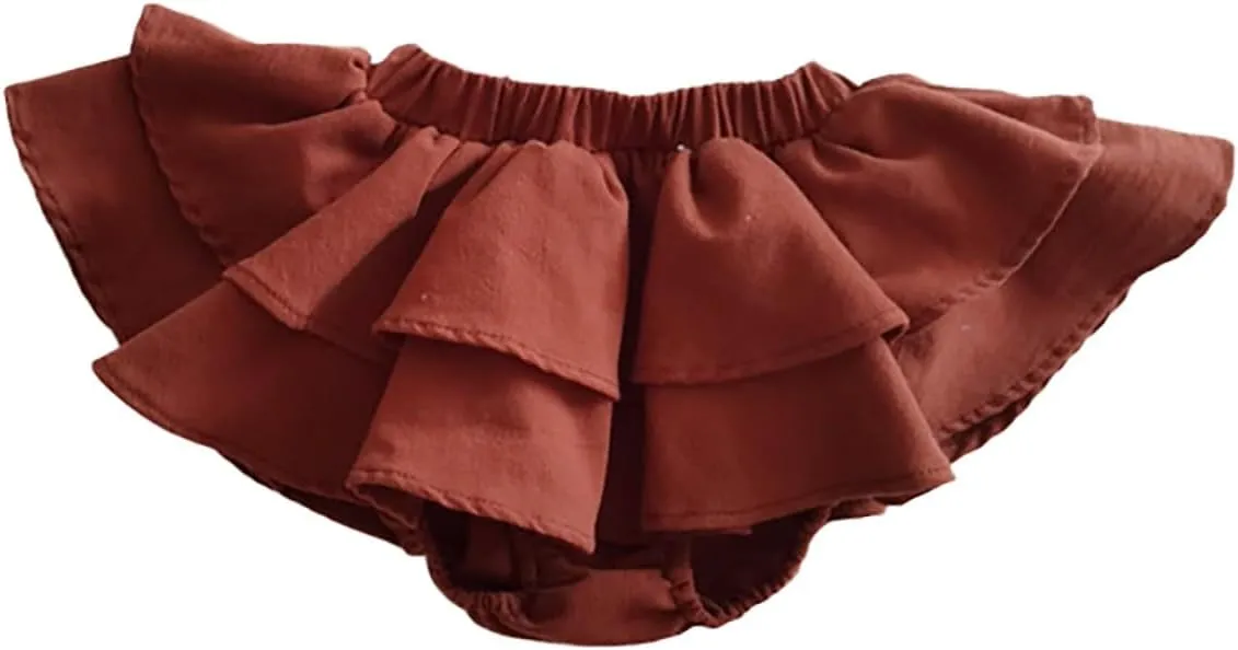 BILIKEYU Toddler Little Girls Pleated Skirts Elastic High Waist Tiered Ruffle A Line Flowy Swing Casual Mini