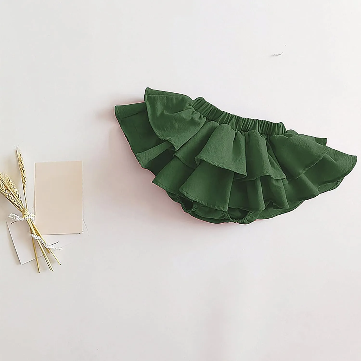 BILIKEYU Toddler Little Girls Pleated Skirts Elastic High Waist Tiered Ruffle A Line Flowy Swing Casual Mini