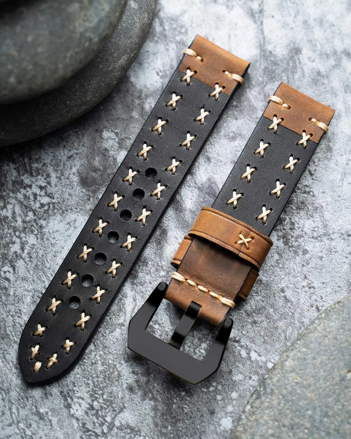 BINLUN Leather watch strap 20 mm 22 mm 24 mm 26 mm watch strap for men women smartwatch strap X-shape fabric strap with quick release watch band boho vintage