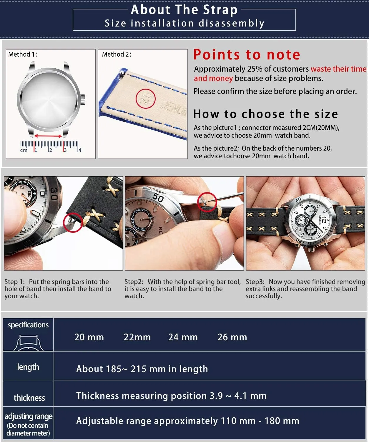 BINLUN Leather watch strap 20 mm 22 mm 24 mm 26 mm watch strap for men women smartwatch strap X-shape fabric strap with quick release watch band boho vintage