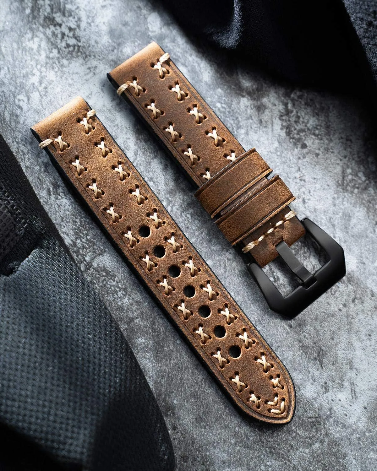 BINLUN Leather watch strap 20 mm 22 mm 24 mm 26 mm watch strap for men women smartwatch strap X-shape fabric strap with quick release watch band boho vintage