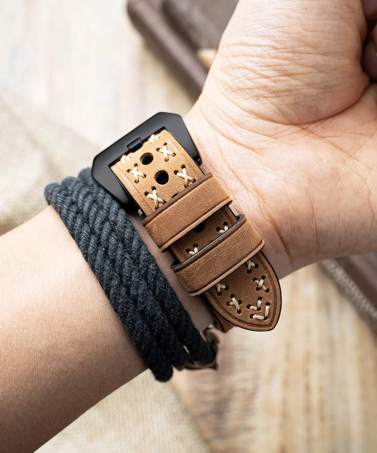 BINLUN Leather watch strap 20 mm 22 mm 24 mm 26 mm watch strap for men women smartwatch strap X-shape fabric strap with quick release watch band boho vintage