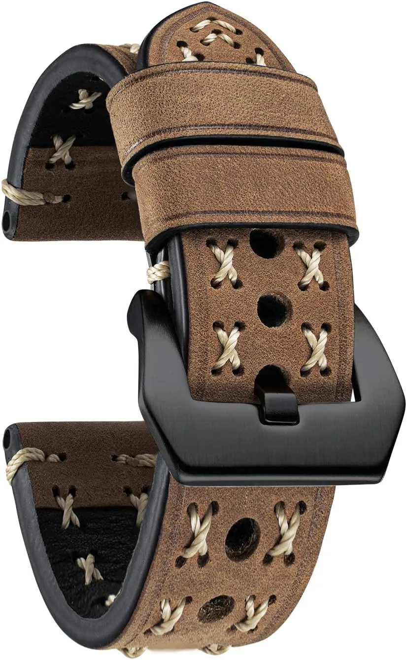 BINLUN Leather watch strap 20 mm 22 mm 24 mm 26 mm watch strap for men women smartwatch strap X-shape fabric strap with quick release watch band boho vintage