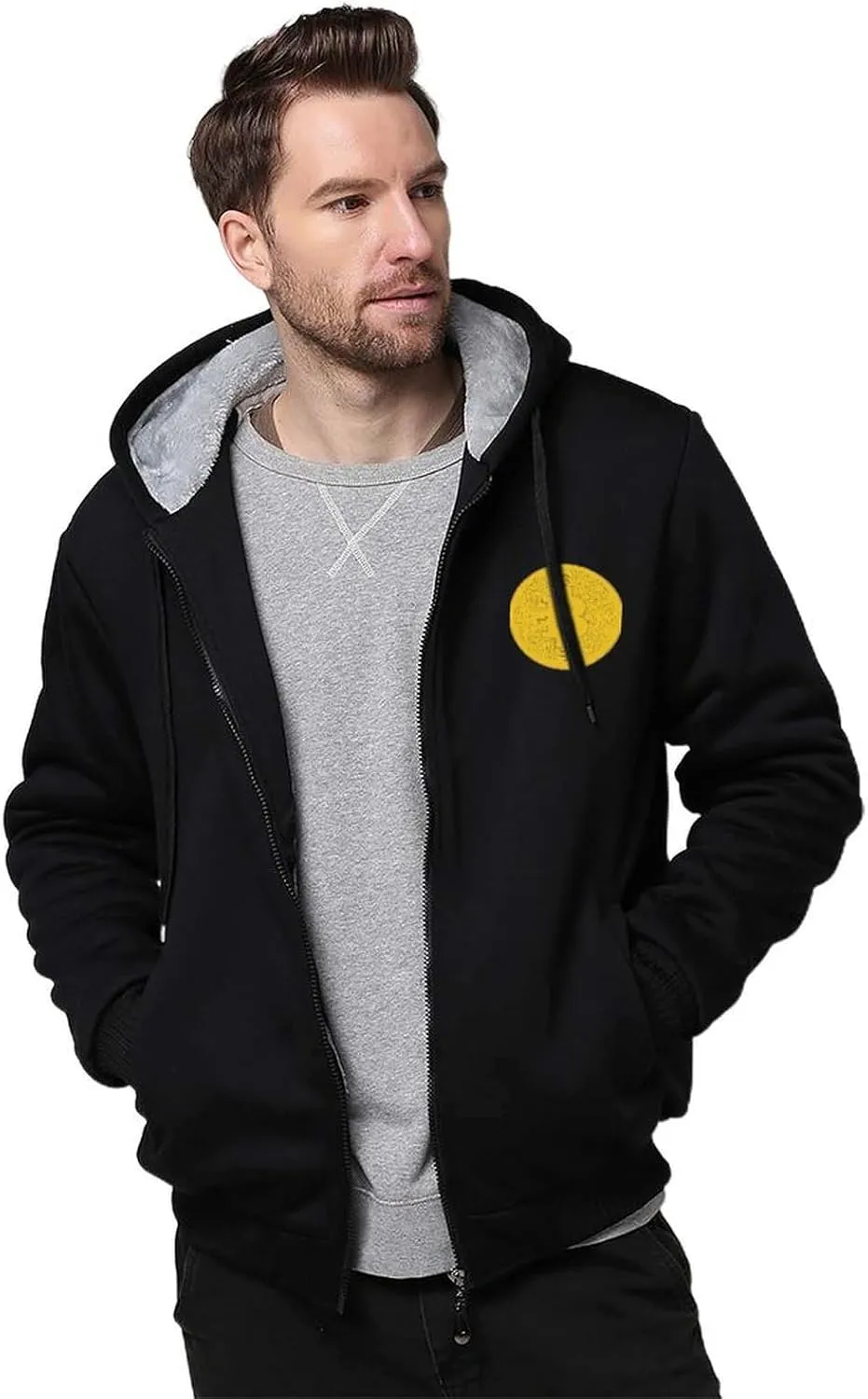 Bitcoin Prints Artwork Mens Hoodie Thick Heavyweight Winter Coat Full Zippered Sweatshirt Casual Jackets