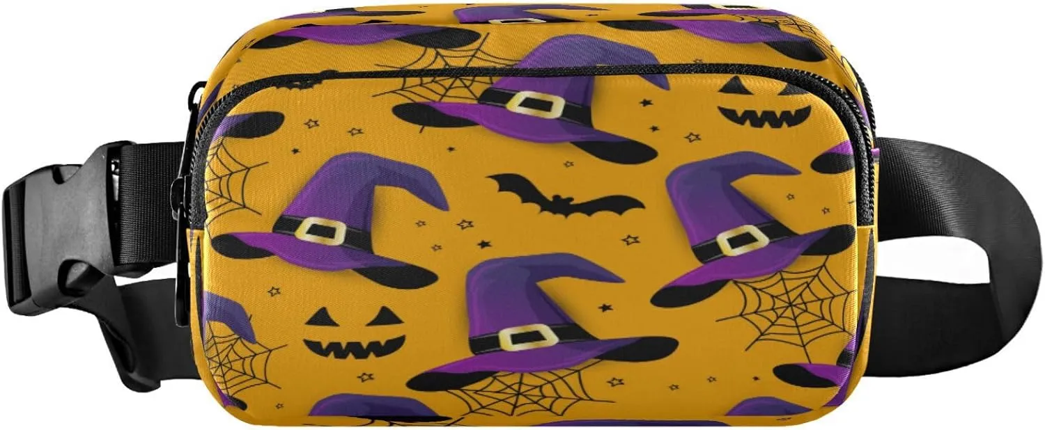 Boccsty Cute Witch Hat Belt Bag for Women Men Halloween Fanny Pack Small Waist Pouch Crossbody Bags for Outdoor Hiking Running Travel