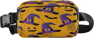 Boccsty Cute Witch Hat Belt Bag for Women Men Halloween Fanny Pack Small Waist Pouch Crossbody Bags for Outdoor Hiking Running Travel