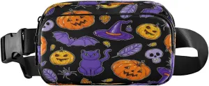 Boccsty Halloween Cat Belt Bag for Women Men Pumpkin Witch Hat Fanny Pack Small Waist Pouch Crossbody Bags for Outdoor Hiking Running Travel