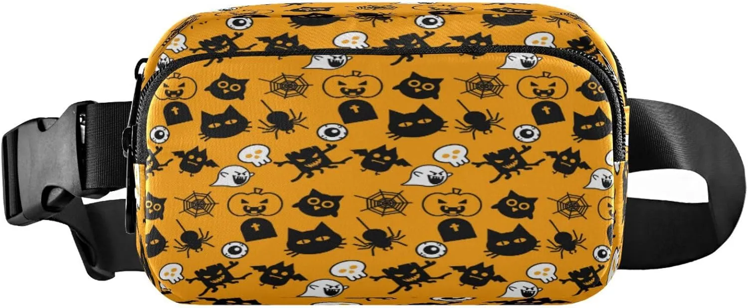 Boccsty Halloween Cat Ghost Monster Belt Bag for Women Men Fanny Pack Small Waist Pouch Crossbody Bags for Outdoor Hiking Running Travel