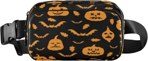 Boccsty Halloween Horror Pumpkin Bat Belt Bag for Women Men Fanny Pack Small Waist Pouch Crossbody Bags for Outdoor Hiking Running Travel