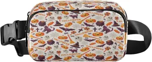 Boccsty Halloween Orange Pumpkin Spider Web Skull Crossbones Belt Bag for Women Men Fanny Pack Small Waist Pouch Crossbody Bags for Outdoor Hiking Running Travel