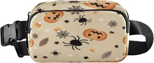 Boccsty Halloween Pumpkins Skulls Spider Belt Bag for Women Men Fanny Pack Small Waist Pouch Crossbody Bags for Outdoor Hiking Running Travel