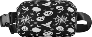 Boccsty Halloween Skull Spider Belt Bag for Women Men Web Pumpkins Fanny Pack Small Waist Pouch Crossbody Bags for Outdoor Hiking Running Travel