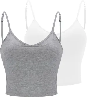 Built in Bra Tank Tops for Women Chest Pad Without Wearing Bra One Tank Top Yoga Camisole Tops Women Built in Bras