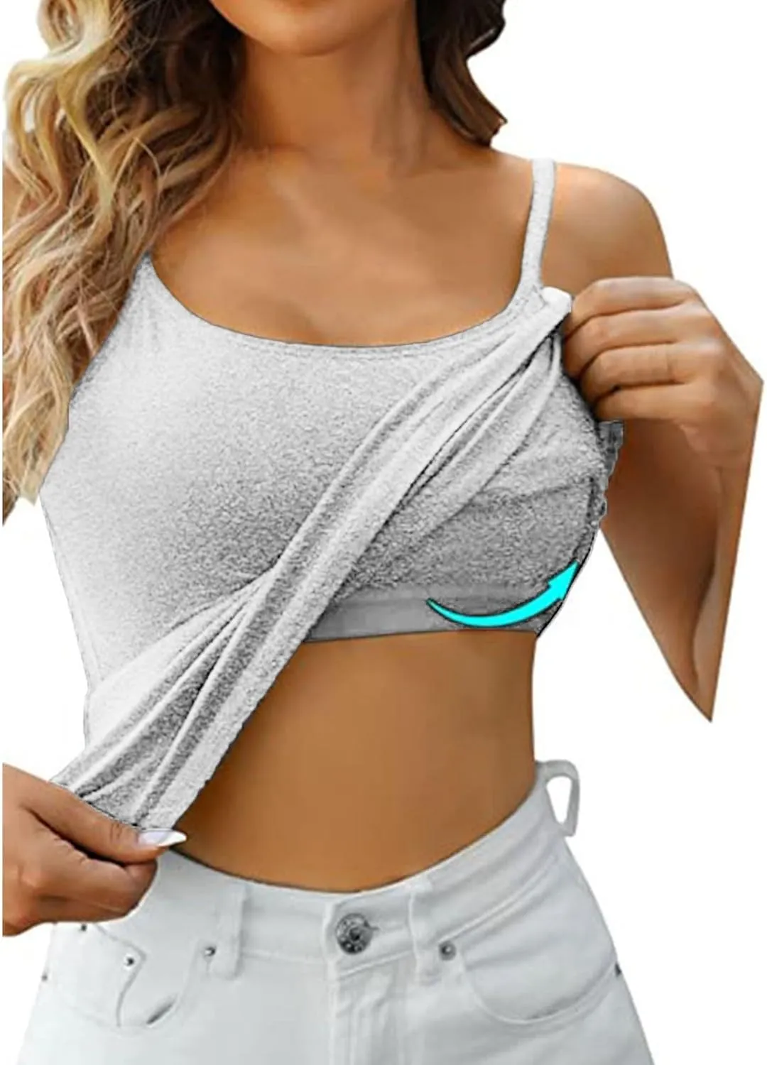 Built in Bra Tank Tops for Women Chest Pad Without Wearing Bra One Tank Top Yoga Camisole Tops Women Built in Bras