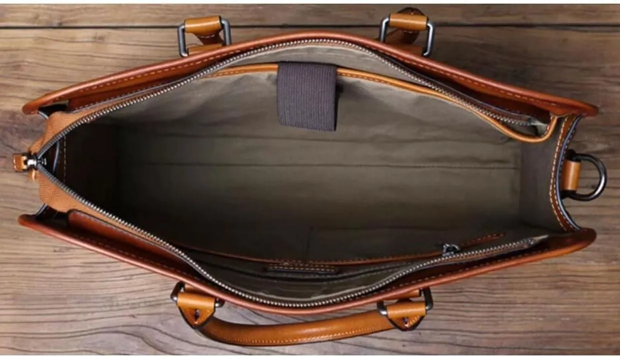 Business Briefcases Handbags Mens Carrying Cases Laptop Bags Leather Messenger Shoulder Bags 14.5Inch