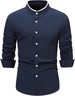 Business Dress Shirts for Men Long Sleeve Casual Slim Fit Button Down Shirt Fashion Stretchy Wrinkle-Resistant Tee