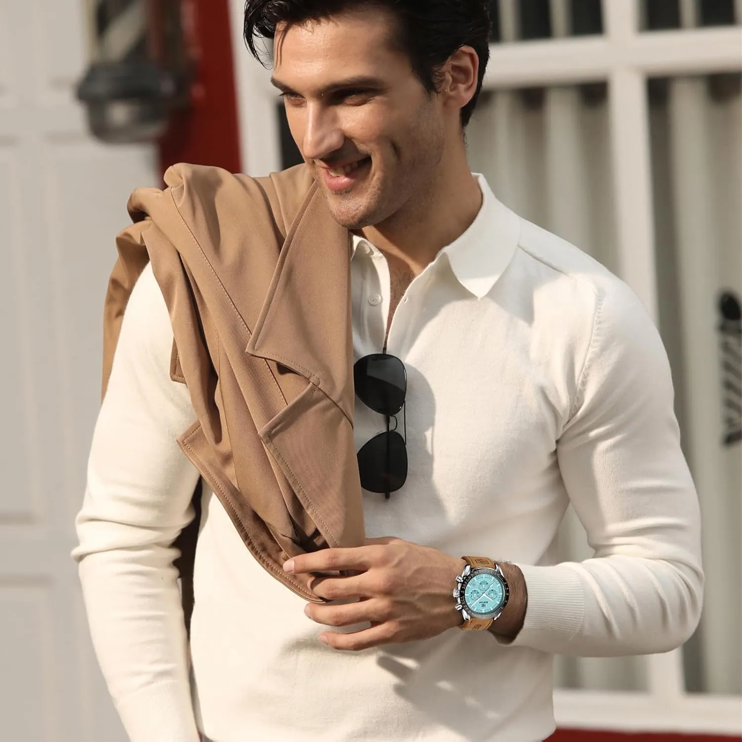 BY BENYAR Mens Watches Analog Quartz Chronograph Waterproof Men's Wrist Watches Business Casual Fashion Classic Designer Elegant Dress Watch with Calendar Leather/Stainless Steel Strap Gifts for Men