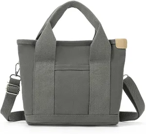 Canvas Tote Bag with Zipper for Women Crossbody Bag Trendy Shoulder Handbag Satchel Hobo Bag Messenger Bag with Compartments