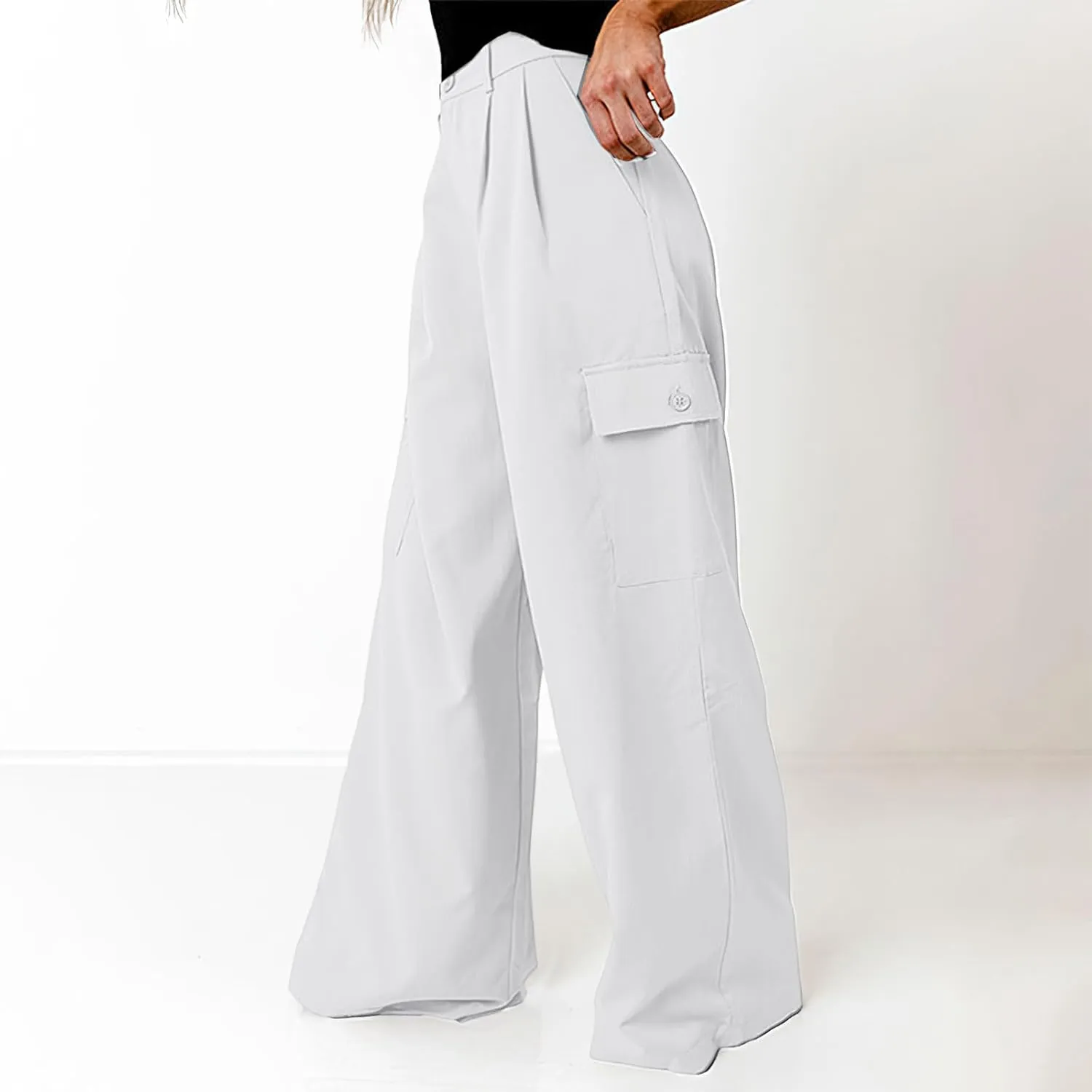 Cargo Pants for Women Baggy Casual High Waist Wide Leg Work Trouser Y2K Pockets Combat Military Pants