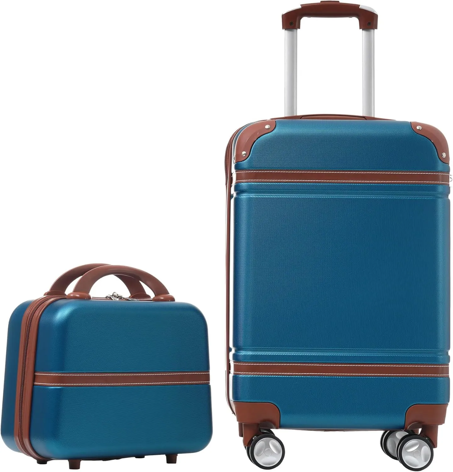 Carry-On Luggage, Suitcases with Wheels, 20" Luggage Sets with Expandable Travel Bag and Cup Holder, Suitcase with ABS Lock, Airline Approved Carryon Suitcase for Women, Men, (Blue-1)