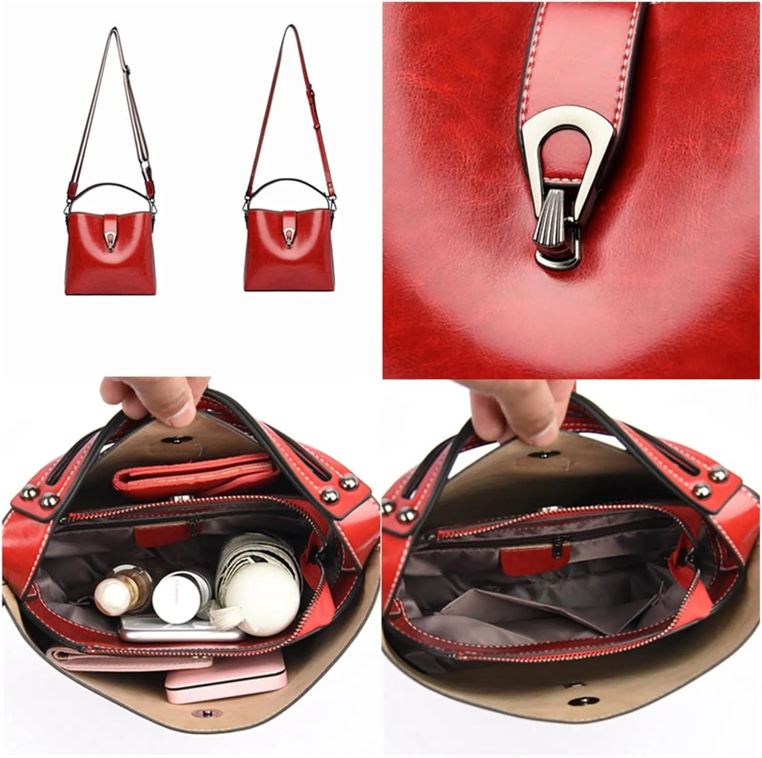 Casual Handbag Leather Shoulder Bags For Women Luxury Ladies Bucket Crossbody Bag Female Tote Bag