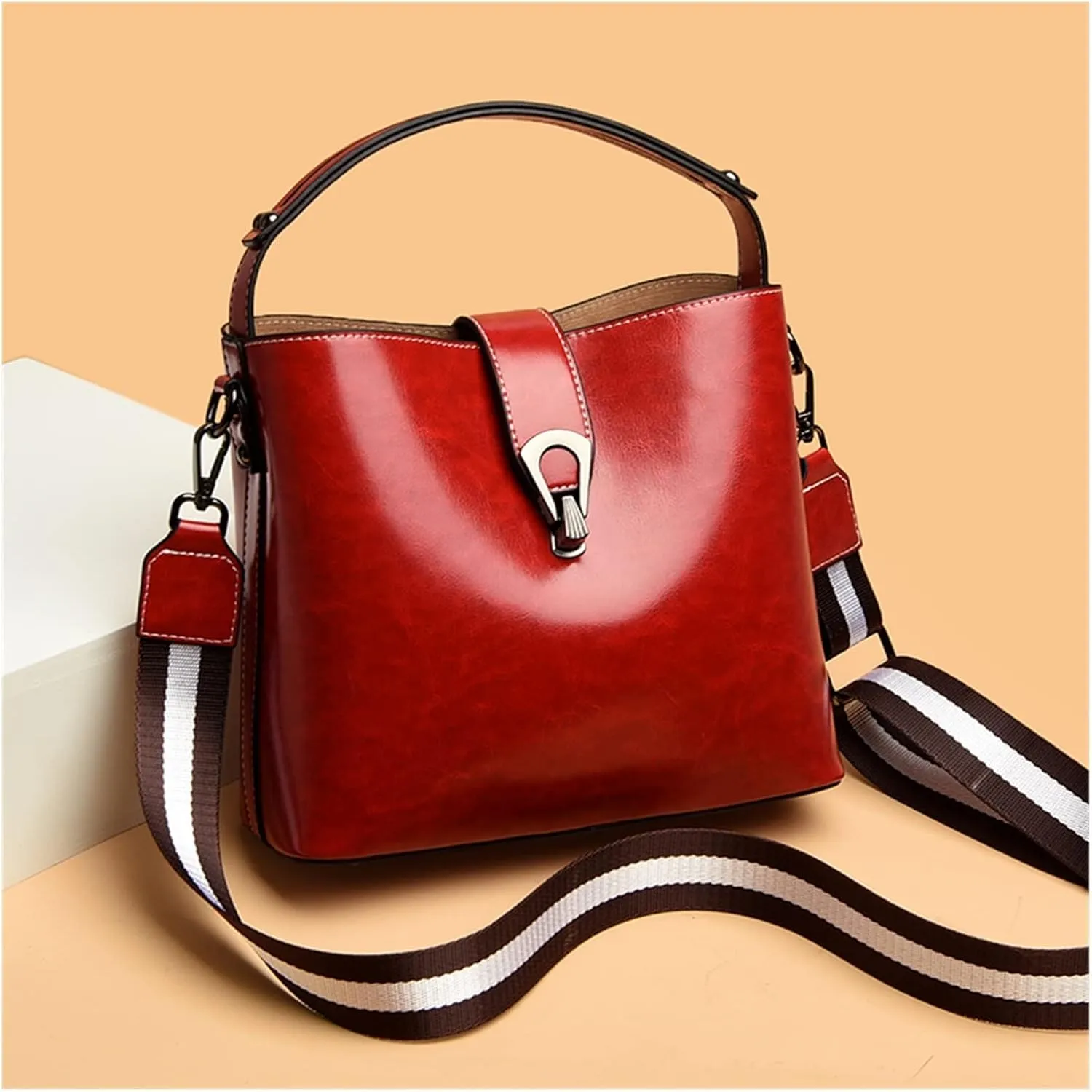 Casual Handbag Leather Shoulder Bags For Women Luxury Ladies Bucket Crossbody Bag Female Tote Bag
