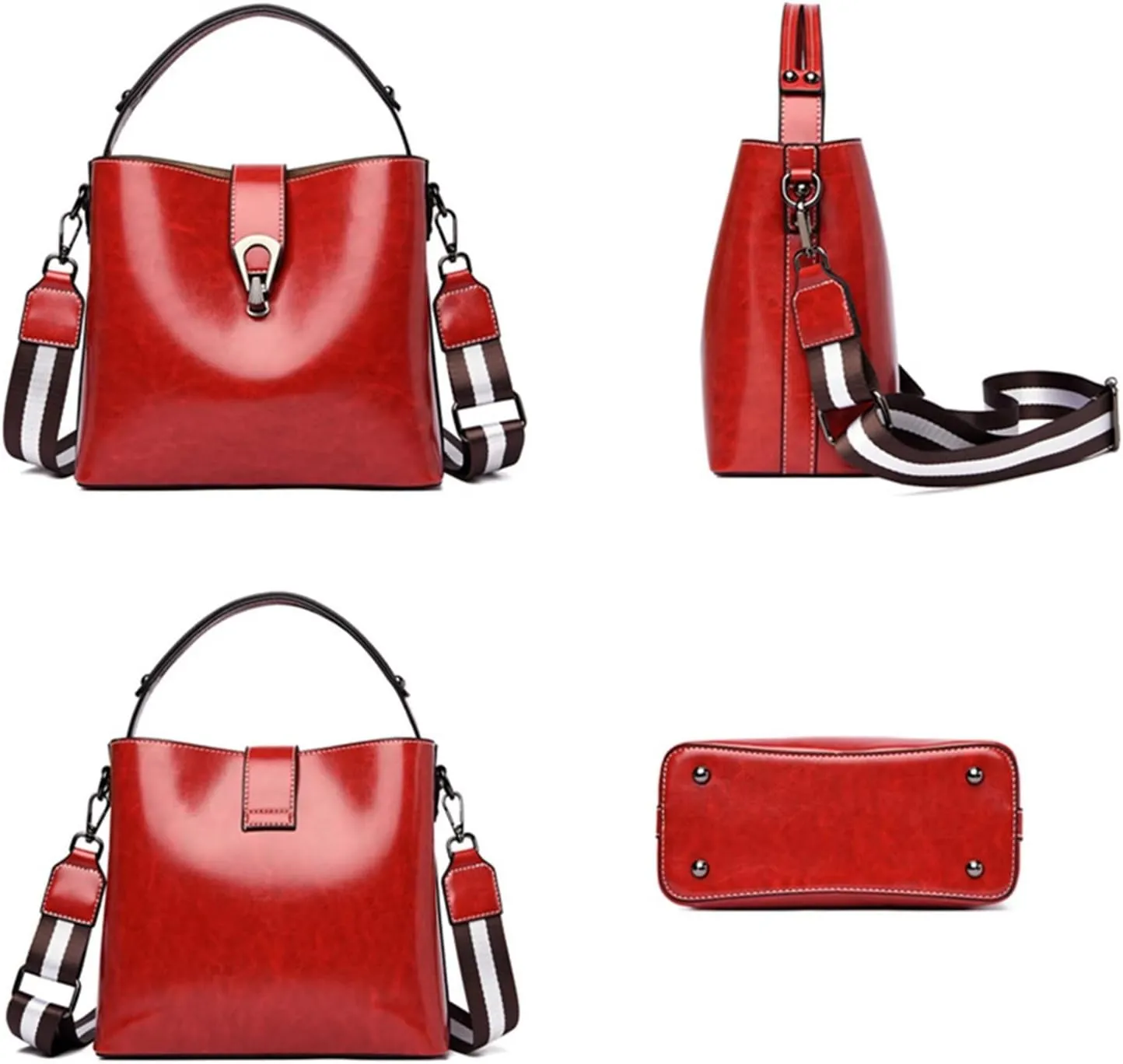 Casual Handbag Leather Shoulder Bags For Women Luxury Ladies Bucket Crossbody Bag Female Tote Bag