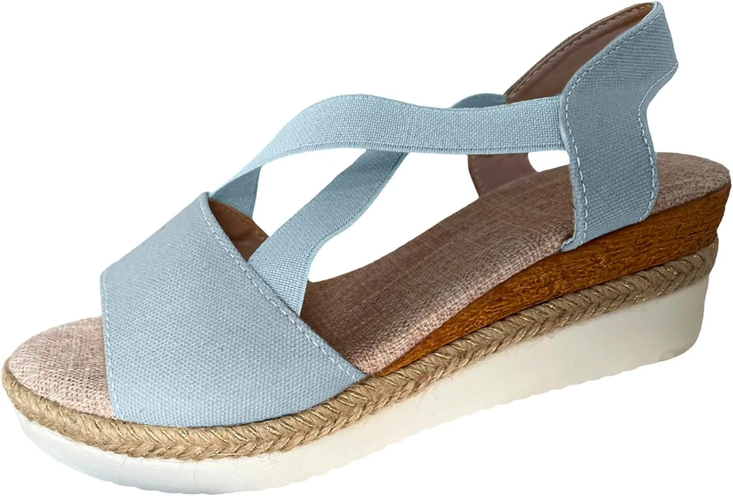 Cathalem Orthopedic Platform Wedge Sandals for Women Open Toe Ankle Strap Espadrilles Sandals Casual Strappy Slip on Sandals