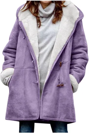 Cbcbtwo Women Fuzzy Fleece Hoodie Jackets Plus Size Full Zip Up Sherpa Lined Outerwear Faux Suede Winter Thicken Parka Jacket