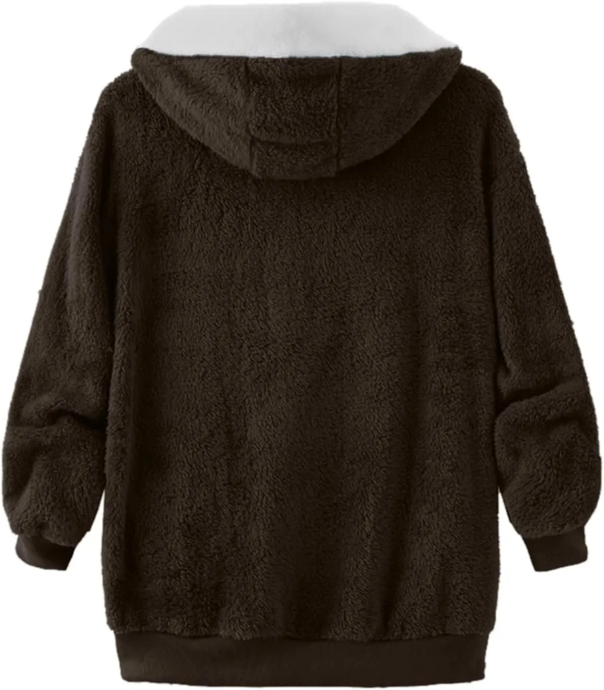 Ceboyel Teddy Coat For Women Hooded Fuzzy Sherpa Jacket Fleece Drawstring Zip Up Hoodie 2023 Trendy Winter Outerwear Clothes