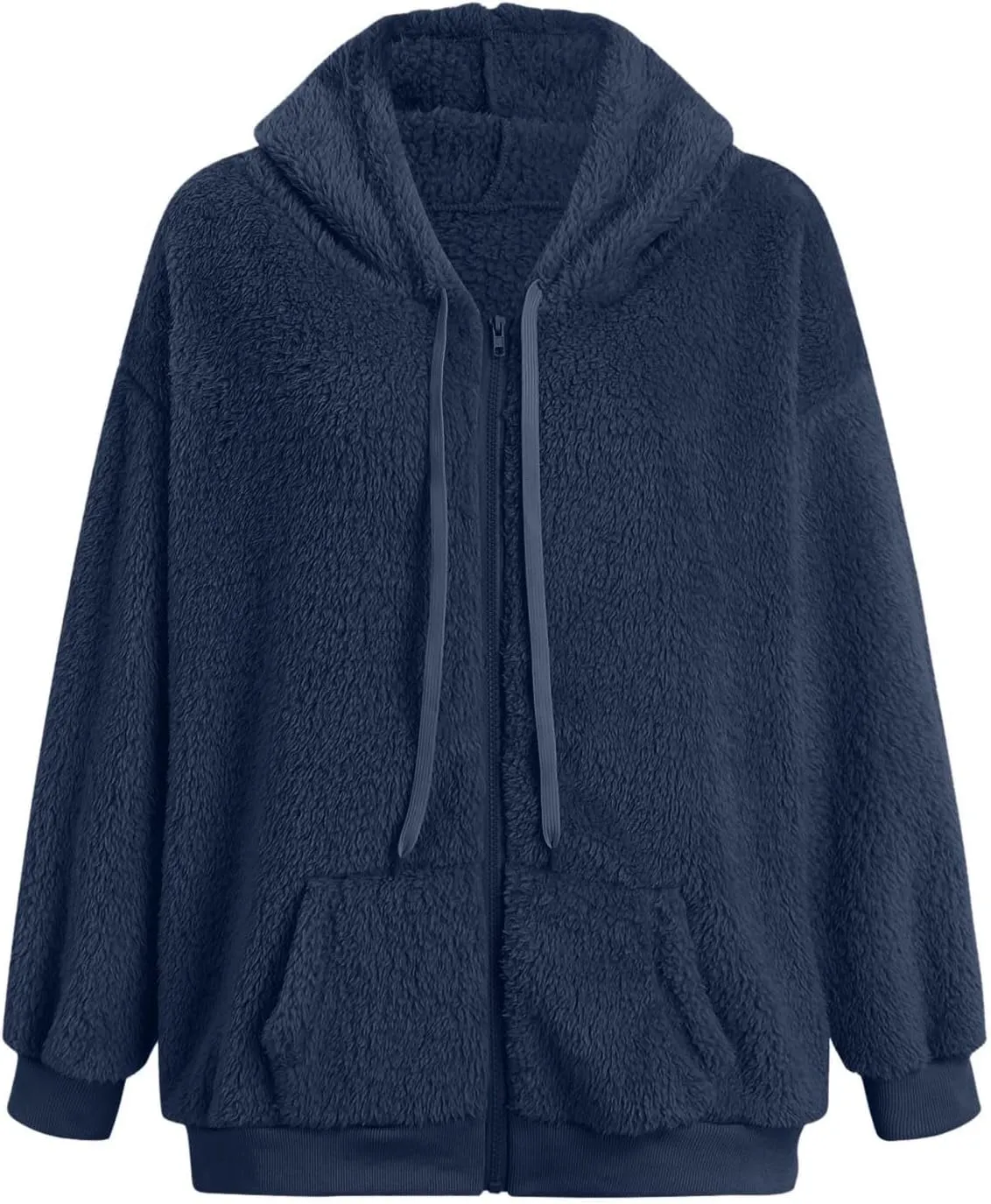 Ceboyel Women Fuzzy Fleece Jacket Faux Shearling Oversized Hoodie Coats Full Zip Up Hooded Teddy Coat Trendy Winter Outwear