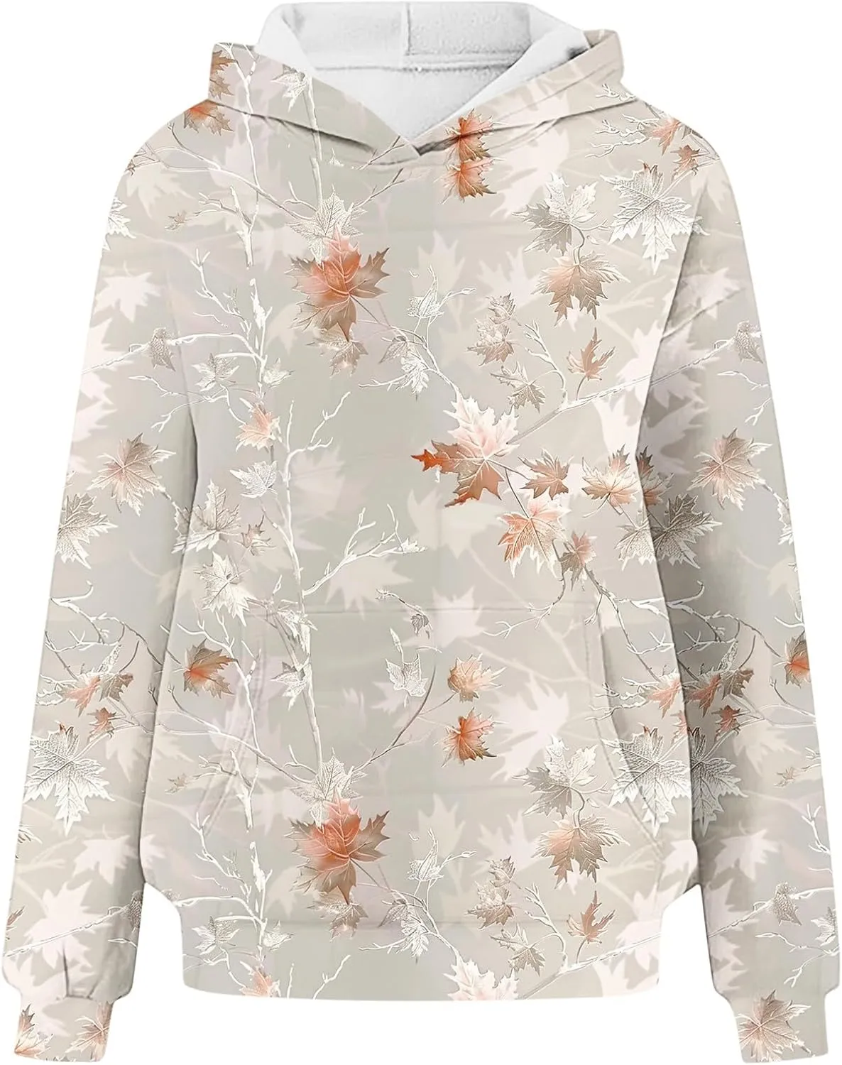 Ceboyel Womens Camo Oversized Hoodies Maple Leaf Hooded Sweatshirt Trendy Cute Hoodie Teen Girls Fashion Clothing 2024