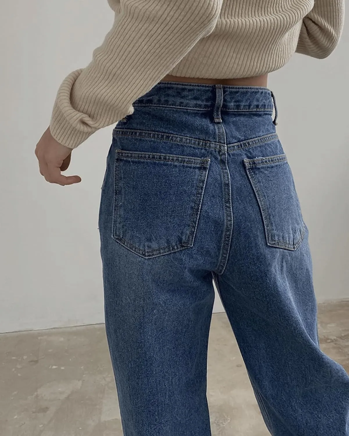 CHARTOU Women's Elegant Wide Leg Jeans High Waist Patchwork Denim Pants Long Jeans Trouser Pant with Pockets