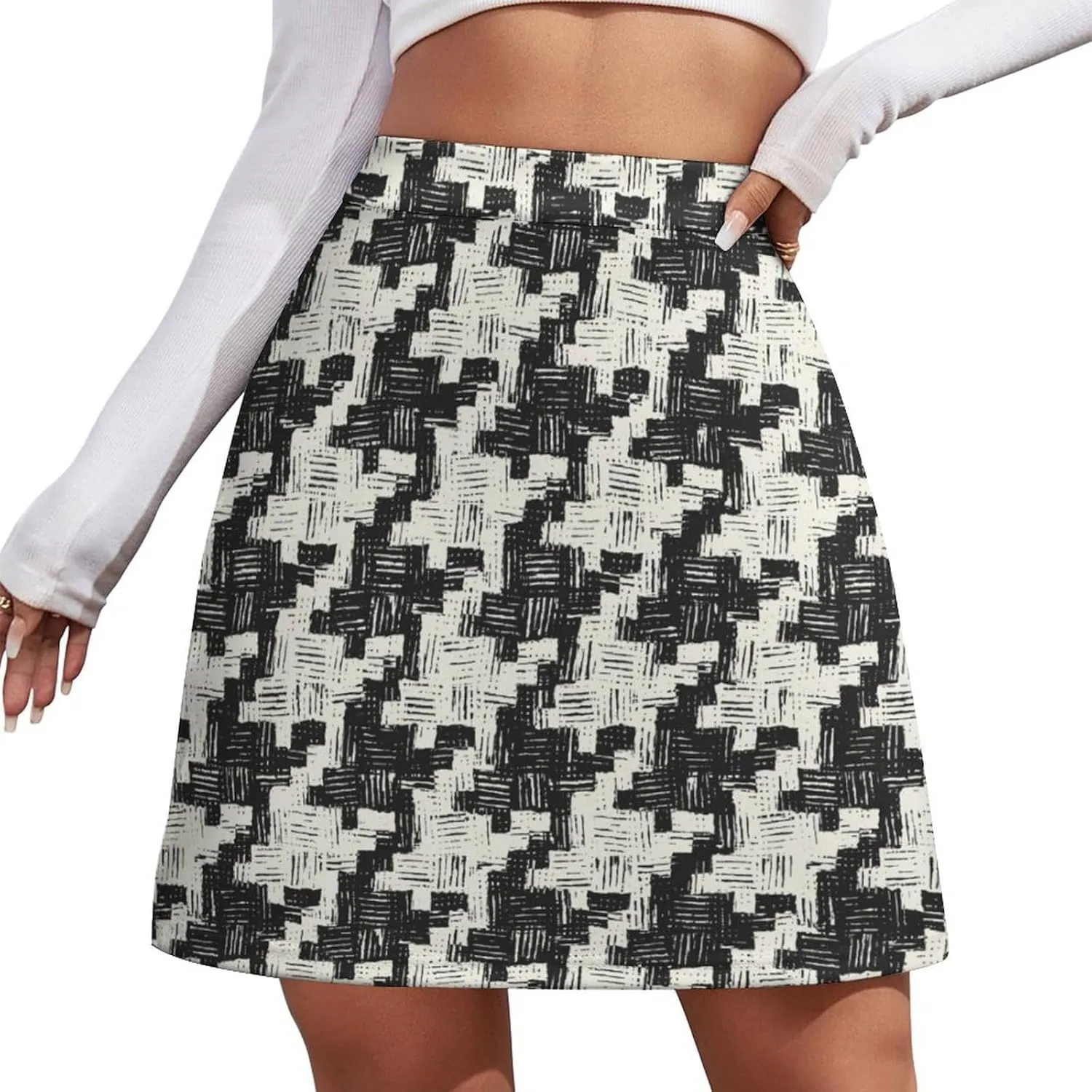 Checkered Print Short Bottoms Women Short Skirt High Waisted Stretchy Athletic Skorts Business Casual Sexy Minis